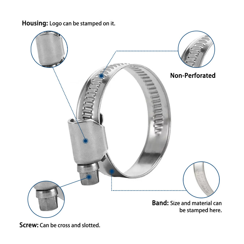 12mm non perforated worm gear hose clamp 