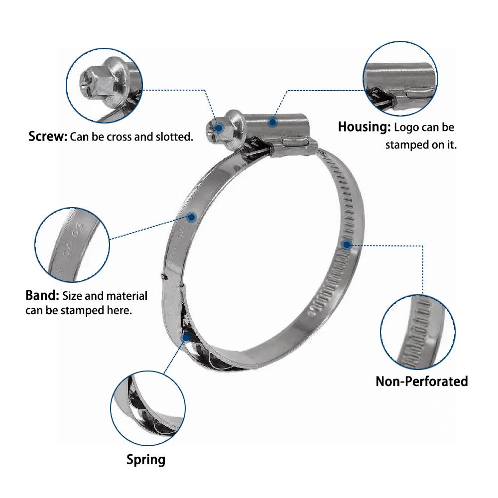 Worm drive hose clamp with spring diagram