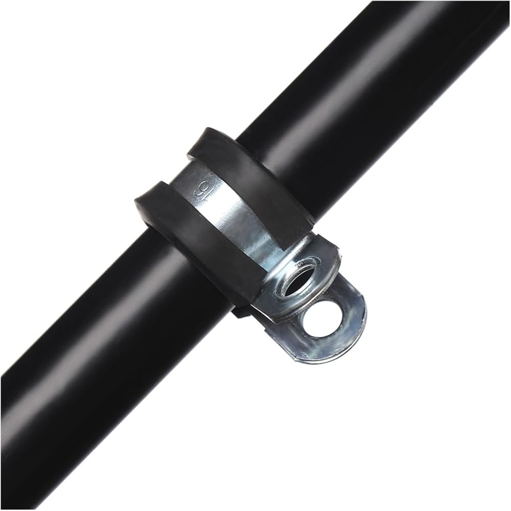 A cushioned clamp absorbing vibration on a pipe