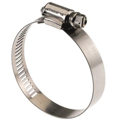 A shiny 316 stainless steel hose clamp resisting corrosion